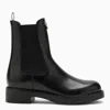 Prada Brushed Leather Ankle Boots In Nero