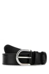 Prada Adjustable Leather Belt Silver Buckle In Black
