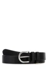 Prada Black Leather Solid Belt In Black