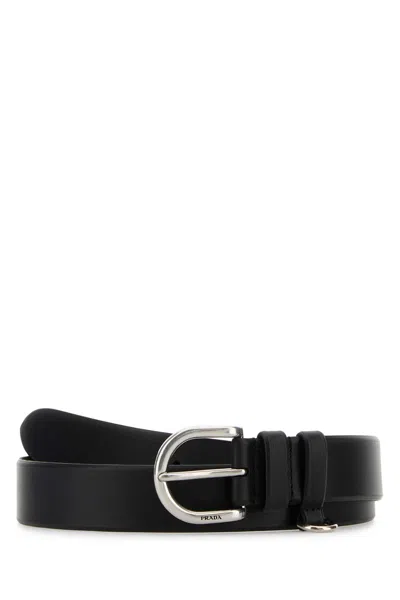 PRADA PRADA BLACK LEATHER BELT