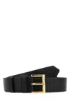 Prada Black Logo Tip Belt In Neutral