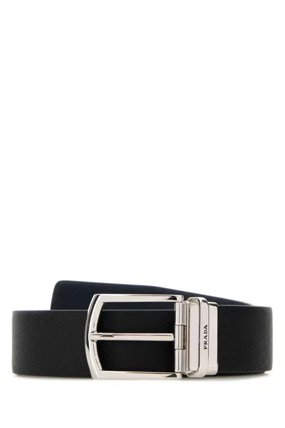 PRADA PRADA BLACK LEATHER BELT