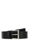 Prada Black Leather Belt In Black