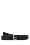 Prada Men Black Leather Belt In Black