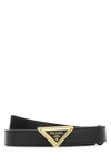 Prada Leather Belt With Adjustable Length And Gold-tone Hardware In F0002