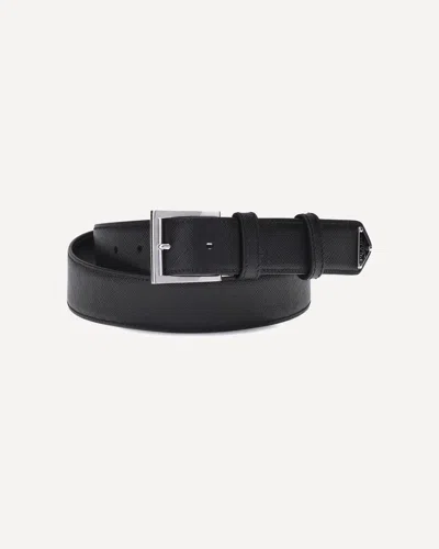 Prada Black Saffiano Leather Belt In Gray