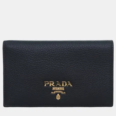 Pre-owned Prada Black Leather Bifold Wallet