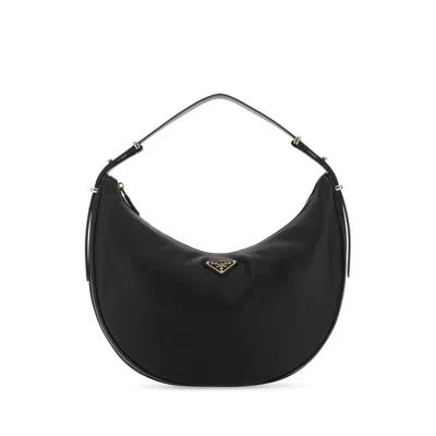Prada Black Leather Big Arqu Handbag