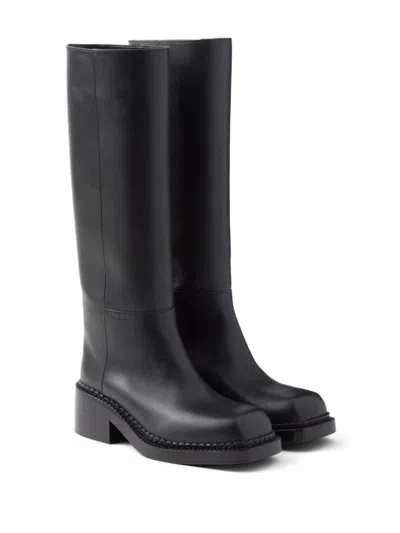PRADA BLACK LEATHER BOOTS