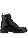 Prada Leather Amphibious Polished Finish Shoes In Purple
