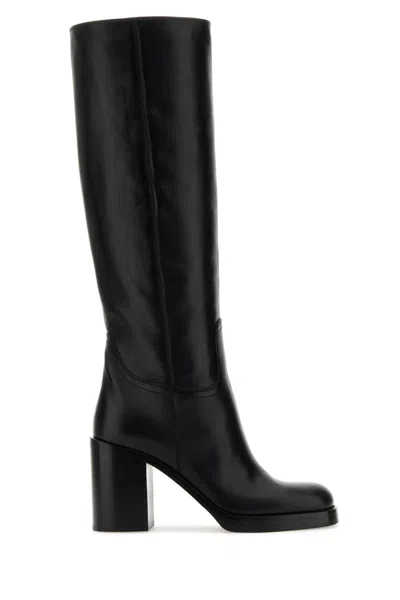PRADA PRADA BLACK LEATHER BOOTS