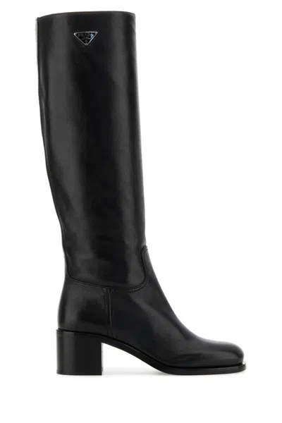 PRADA BLACK LEATHER BOOTS