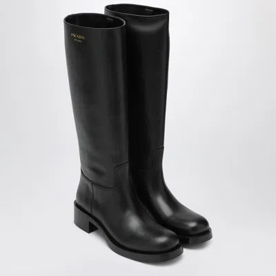 PRADA PRADA BLACK LEATHER BOOTS