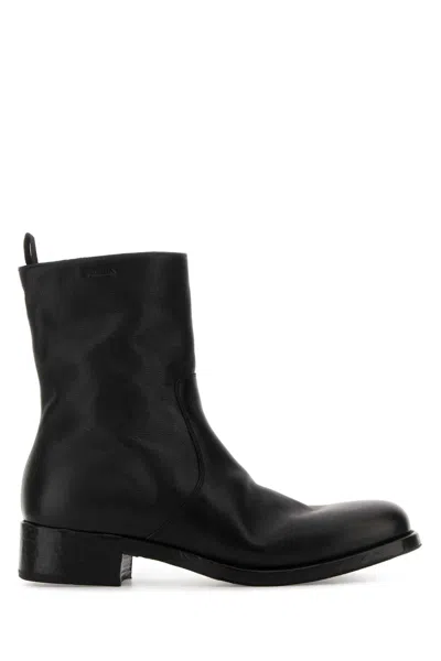 PRADA PRADA BLACK LEATHER BOOTS