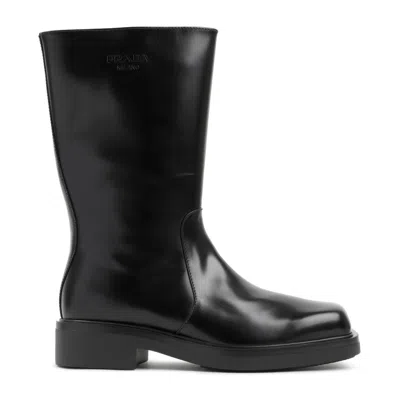 Prada Leather Boots In Black