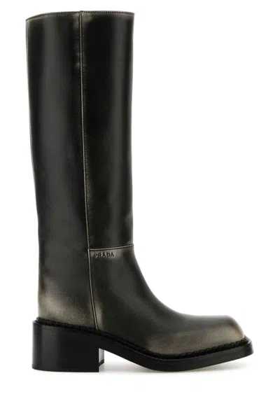 PRADA BLACK LEATHER BOOTS