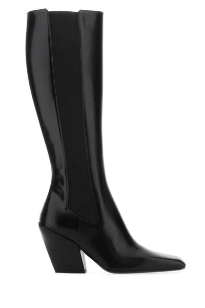 PRADA BLACK LEATHER BOOTS