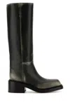 Prada Black Leather Boots In Nero