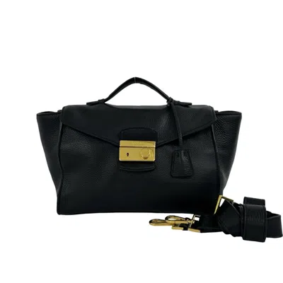 Pre-owned Prada Black Leather Boston Bag Handbag Shoulder Bag ()