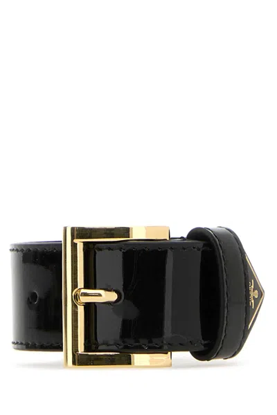 Prada Black Leather Bracelet In Neror