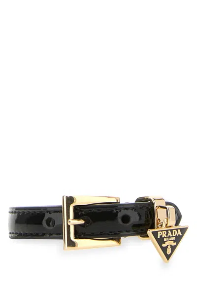 Prada Black Leather Bracelet In Neror