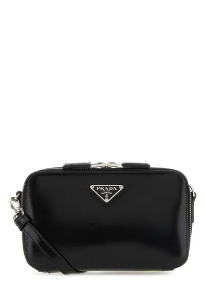 Prada Black Leather Brique Crossbody Bag