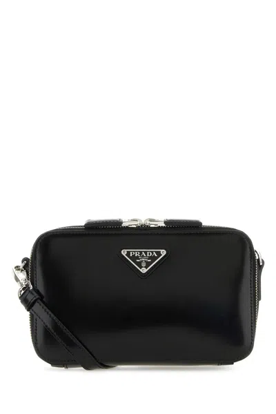 PRADA BLACK LEATHER BRIQUE CROSSBODY BAG