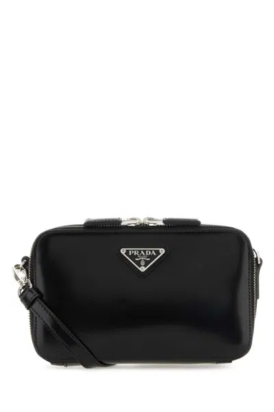 PRADA BLACK LEATHER BRIQUE CROSSBODY BAG