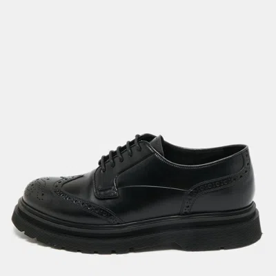 Pre-owned Prada Black Leather Brogues Lace Up Oxford Size 41