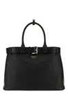 Prada Large Buckle Top Handle Shoulder Bag In Black