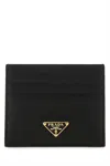 Prada Black Leather Card Holder In Black