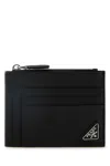 Prada Saffiano Logo Card Holder In Black