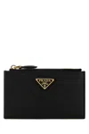 Prada Black Leather Card Holder In Black