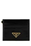 Prada Leather Card Holder In Black