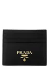 Prada Textured Black Cardholder With Subtle Logo In F0002