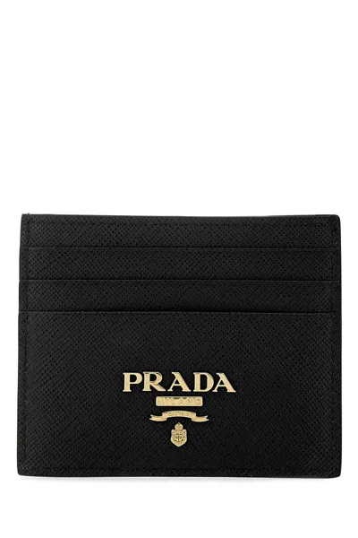 Prada Black Leather Card Holder In F0002