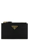 Prada Saffiano Leather Card Holder In Nero