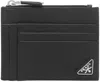 Prada Triangle Logo Saffiano Leather Zip Cardholder In Black