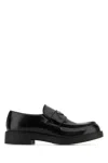 Prada Chocolate Brushed Leather Loafers Shoes In Black
