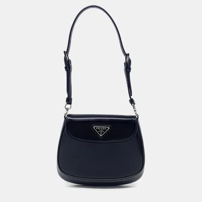 Pre-owned Prada Black Leather Cleo Brushed Mini Shoulder Bag