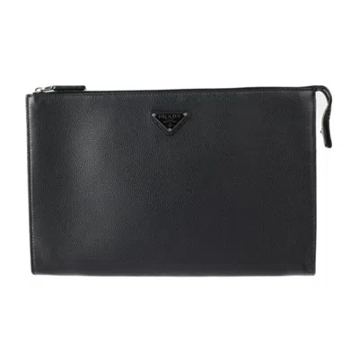 Prada Black Leather Clutch Bag ()