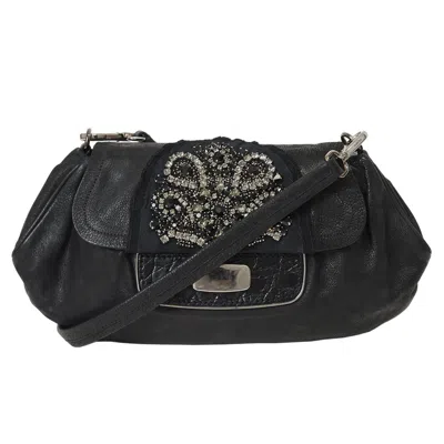 Pre-owned Prada Black Leather Clutch Bag Shoulder Bag ()