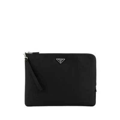 Prada Black Leather Clutch