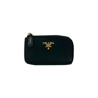 Pre-owned Prada Black Leather Coin Purse/coin Case ()