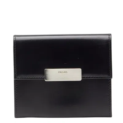 Pre-owned Prada Black Leather Coin Purse/coin Case ()