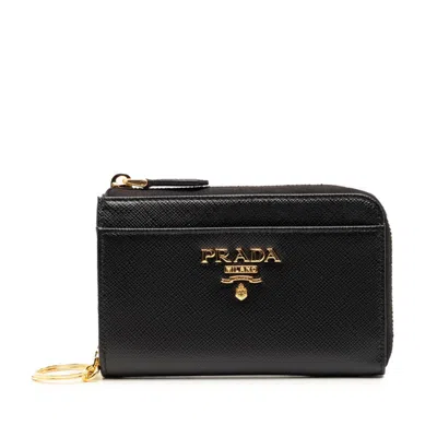 Pre-owned Prada Black Leather Coin Purse/coin Case ()