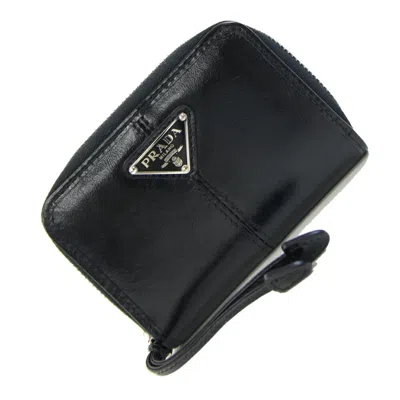 Pre-owned Prada Black Leather Coin Purse/coin Case ()