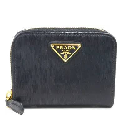 Pre-owned Prada Black Leather Coin Purse/coin Case ()