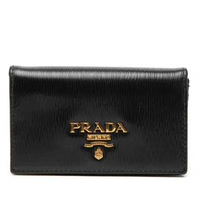 Pre-owned Prada Black Leather Coin Purse/coin Case ()