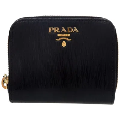 Pre-owned Prada Black Leather Coin Purse/coin Case ()